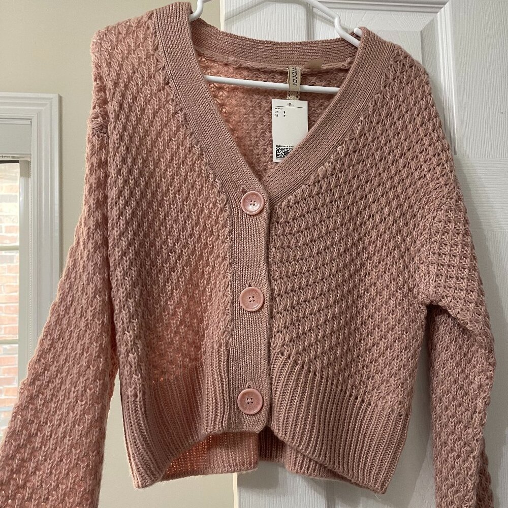 H&M Dusty Pink Button Up Knit Cardigan - Size Small